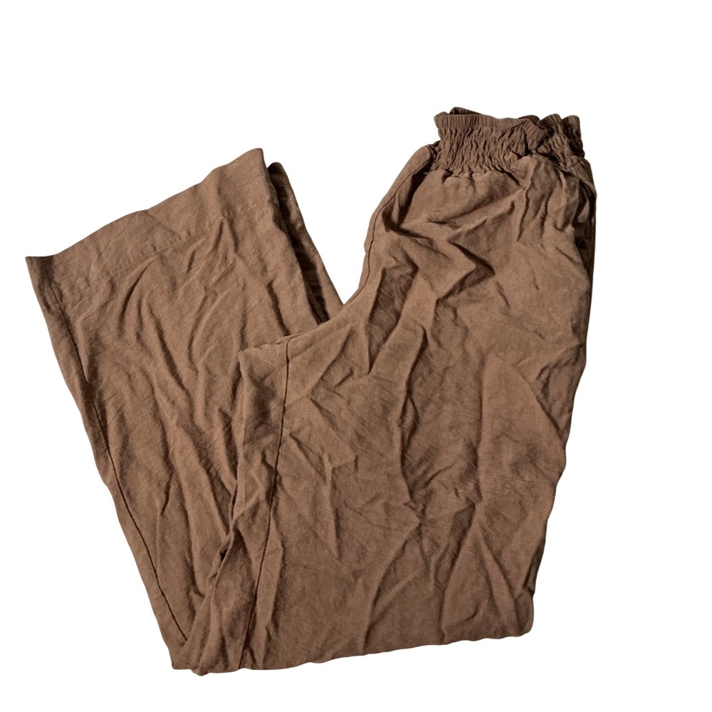 Sanctuary Smocked Elastic Waist Wide Leg Pants Womens XL Brown Boho Trousers